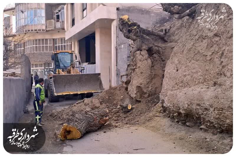 رفع خطر دیواره خاکی ملک متلق به اداره اوقاف در طرقبه